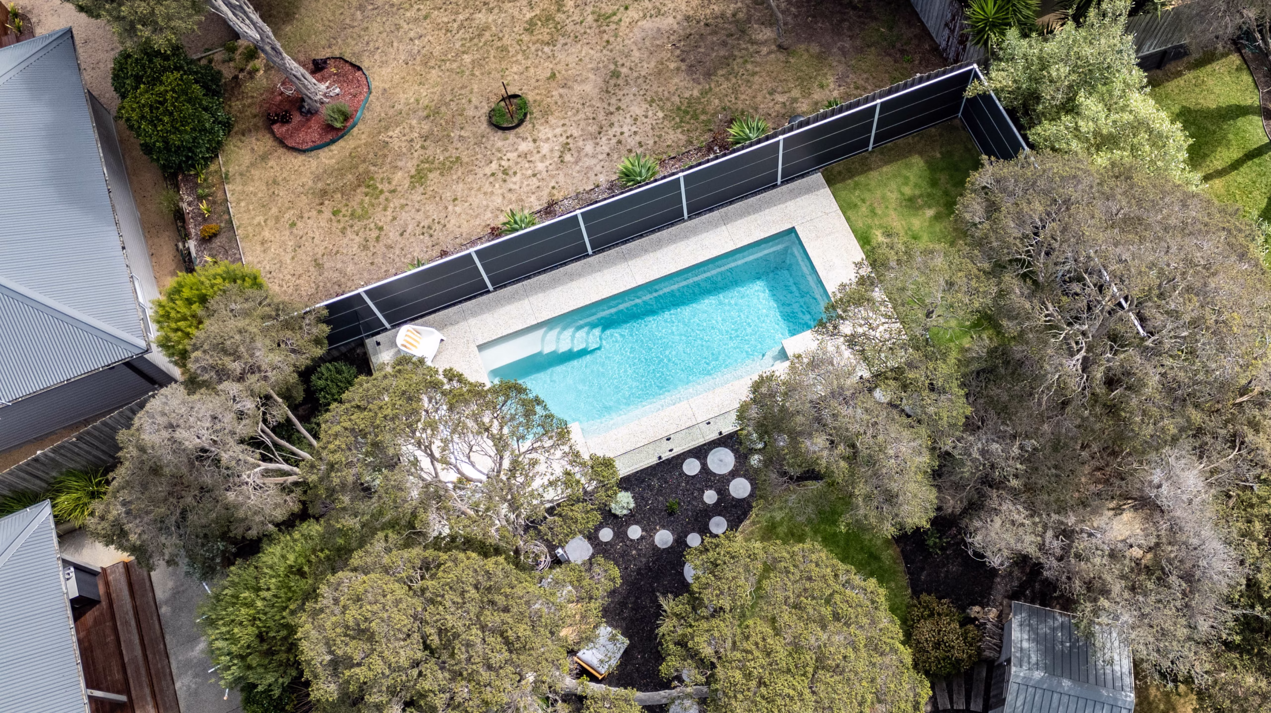 Aerial view, fibreglass pool