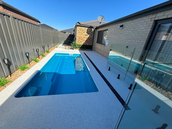 Premium Fibreglass Pool with pebble paving